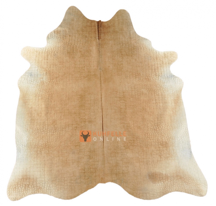 KUHFELL BEIGE MIT CROCO PRÄGUNG 220 x 180 cm