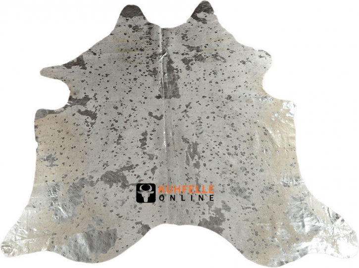 Kuhfell weiss mit silbernen Sprenkeln 200 x 200 cm