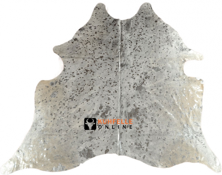 Kuhfell weiss mit silber Sprenkel 205 x 190 cm