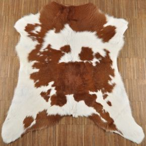 KALBFELL MINI KUHFELL BRAUN WEISS 90 x 80 cm