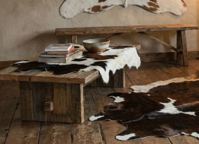 KALBFELL MINI KUHFELL BRAUN WEISS 90 x 80 cm