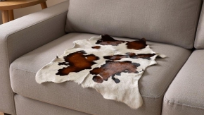 KALBFELL MINI KUHFELL BRAUN WEISS 90 x 80 cm