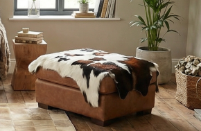 KALBFELL MINI KUHFELL BRAUN WEISS 90 x 80 cm