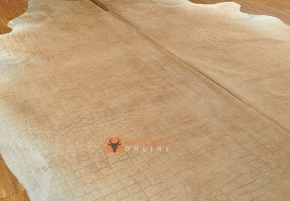 KUHFELL BEIGE MIT CROCO PRÄGUNG 220 x 180 cm