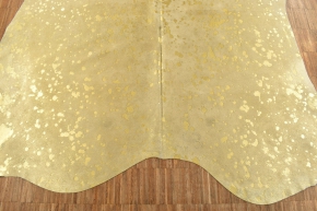 Kuhfell Kalbfell hellgrau gold Devore 210 x 190 cm