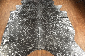 Kuhfell Stierfell schwarz Silber Devore 230 x 190 cm