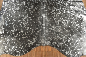 Kuhfell Stierfell schwarz Silber Devore 230 x 190 cm