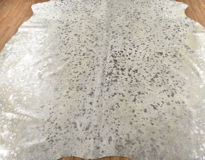 Kuhfell Kalbfell grau mit silber Sprenkel 210 x 180 cm