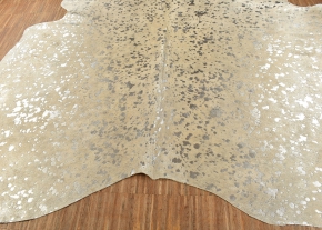 Kuhfell Kalbfell grau mit silber Sprenkel 220 x 200 cm
