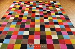 EXKLUSIVER KUHFELL TEPPICH PATCHWORK BUNT 160 x 200 cm 