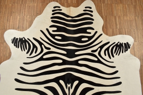 Kuhfelle creme weiss mit Zebra Print  170 x 190 cm