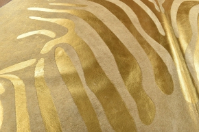 Kuhfell hellgrau gold Devore mit Zebra Prägung 210 x 170 cm