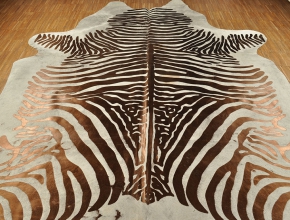Kuhfell Zebra hell grau kupfer 210 x 185 cm