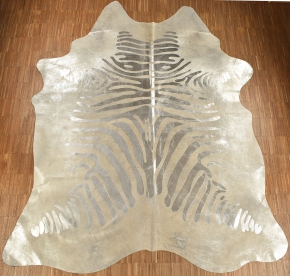Kuhfell Zebra hell grau silber 230 x 200 cm